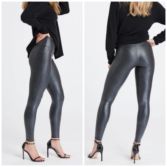 SPANX Pants - Spanx Faux Leather Pebble Grey Leggings